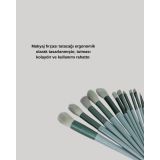 Ergonomik Saplı Fiber Kıllı 12'li Makyaj Fırça Takımı Göz ve Ten Makya