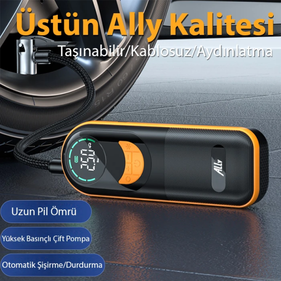 ALLY ST-5520 Dijital Basınç Göstergeli Oto Lastik Şişirme Pompası Hava