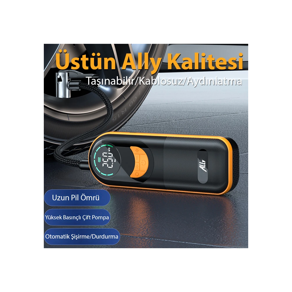 ALLY ST-5520 Dijital Basınç Göstergeli Oto Lastik Şişirme Pompası Hava