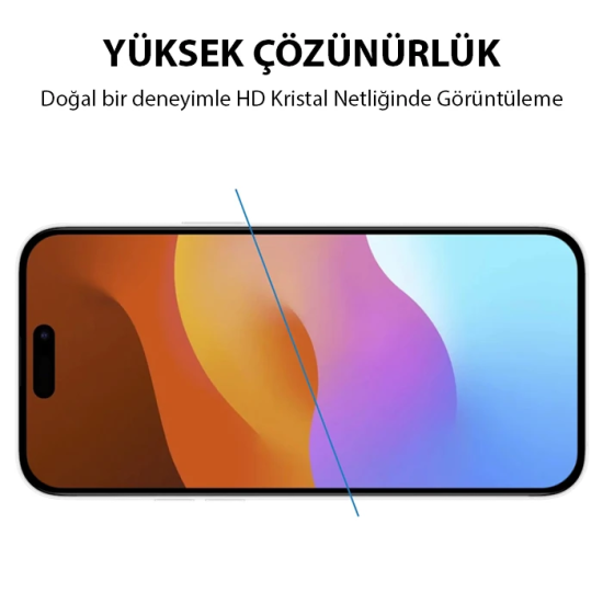 Ally iPhone 15 Pro Max Full Glue Tempered Kırılmaz Cam Ekran Koruyucu