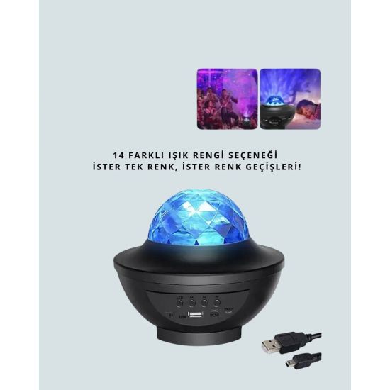 Bluetooth & USB Müzik Çalar Gece Lambası – 50 m² Kapsama Uzaktan Kuman