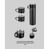 500 ml Isı Korumalı Çelik Termos ve Bardak Seti | Silikon Tabanlı Şık 