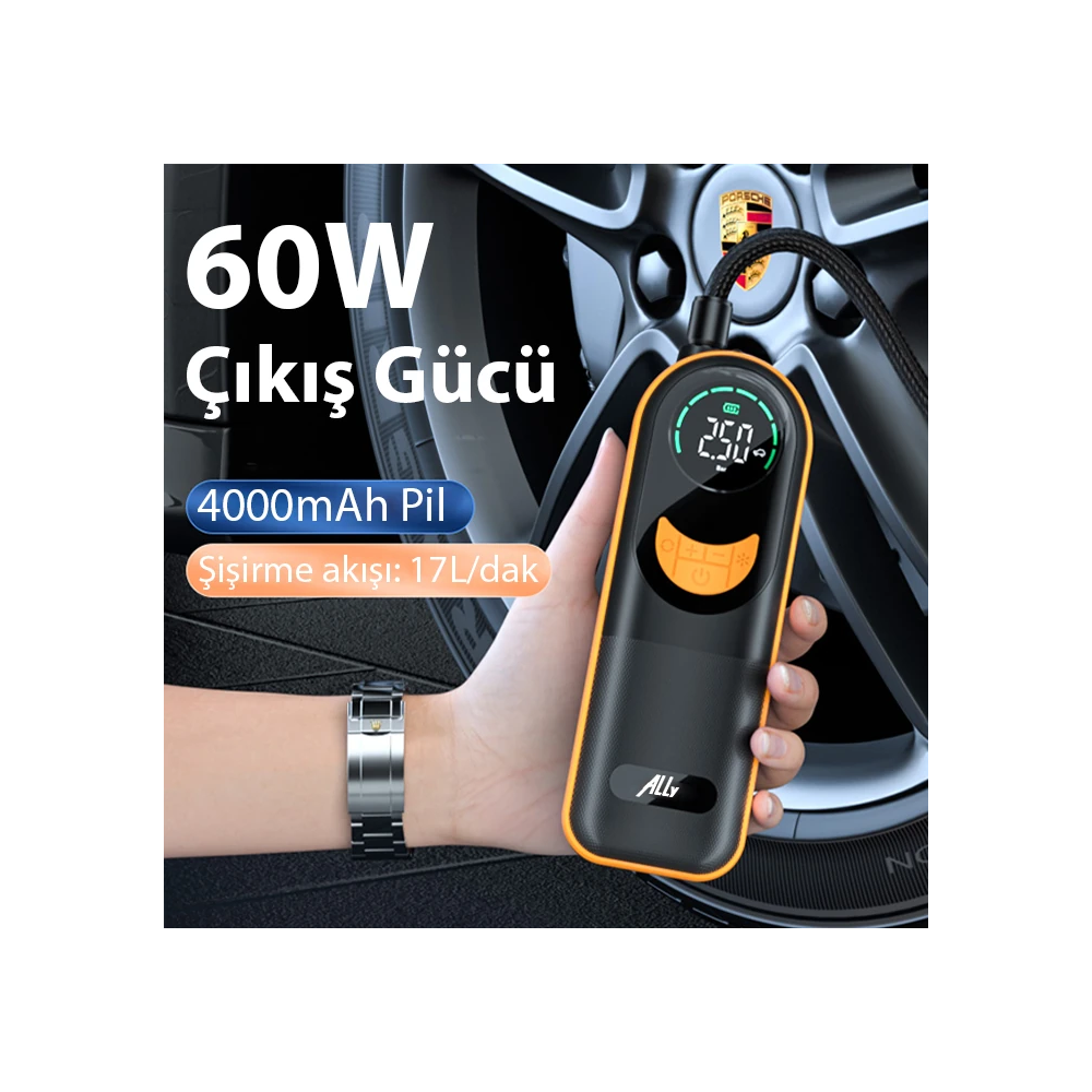 ALLY ST-5520 Dijital Basınç Göstergeli Oto Lastik Şişirme Pompası Hava