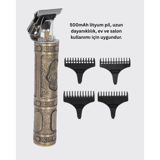4 Kılavuz Taraklı Profesyonel Saç ve Sakal Kesme Makinesi