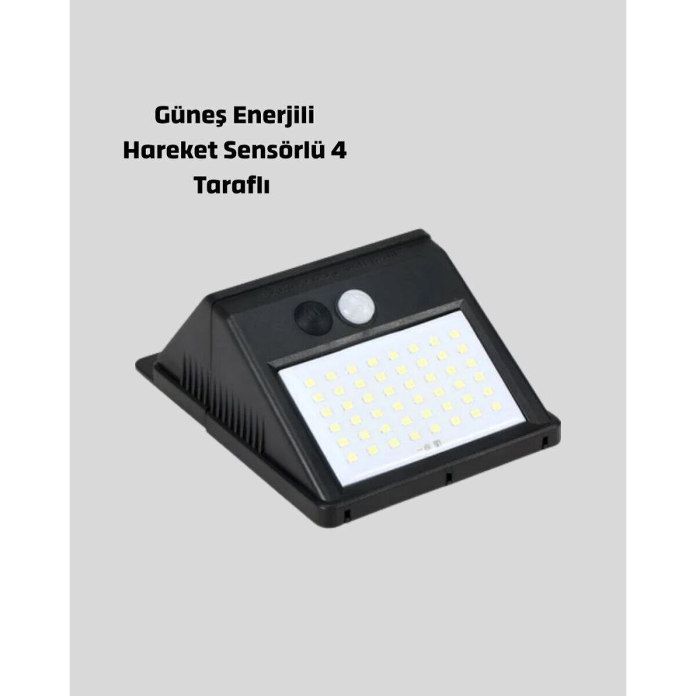 Solar Güneş Enerjili Hareket Sensörlü 4 Taraflı Bahçe Lambası – IP65 S