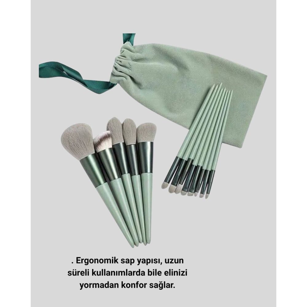 13 Parça Makyaj Fırça Seti – Ergonomik Dökülme Yapmayan Taşınabilir
