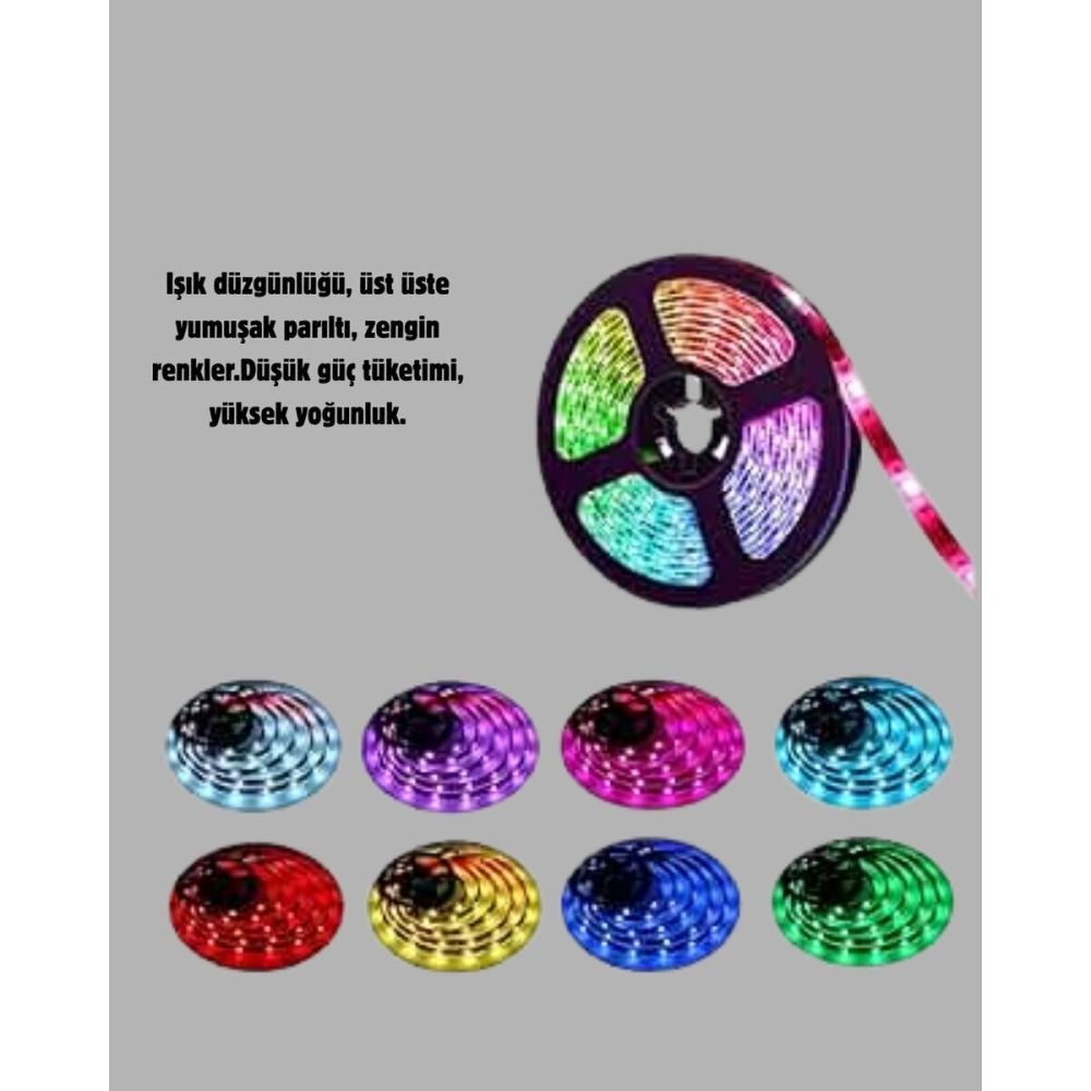 10M Şerit Led İç Mekan Renkli Rgb Şerit Led Kumandalı
