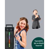 Bluetooth Işıklı Hoparlör – 2x5W Güç | USB + TF Kart + FM Radyo | Siya
