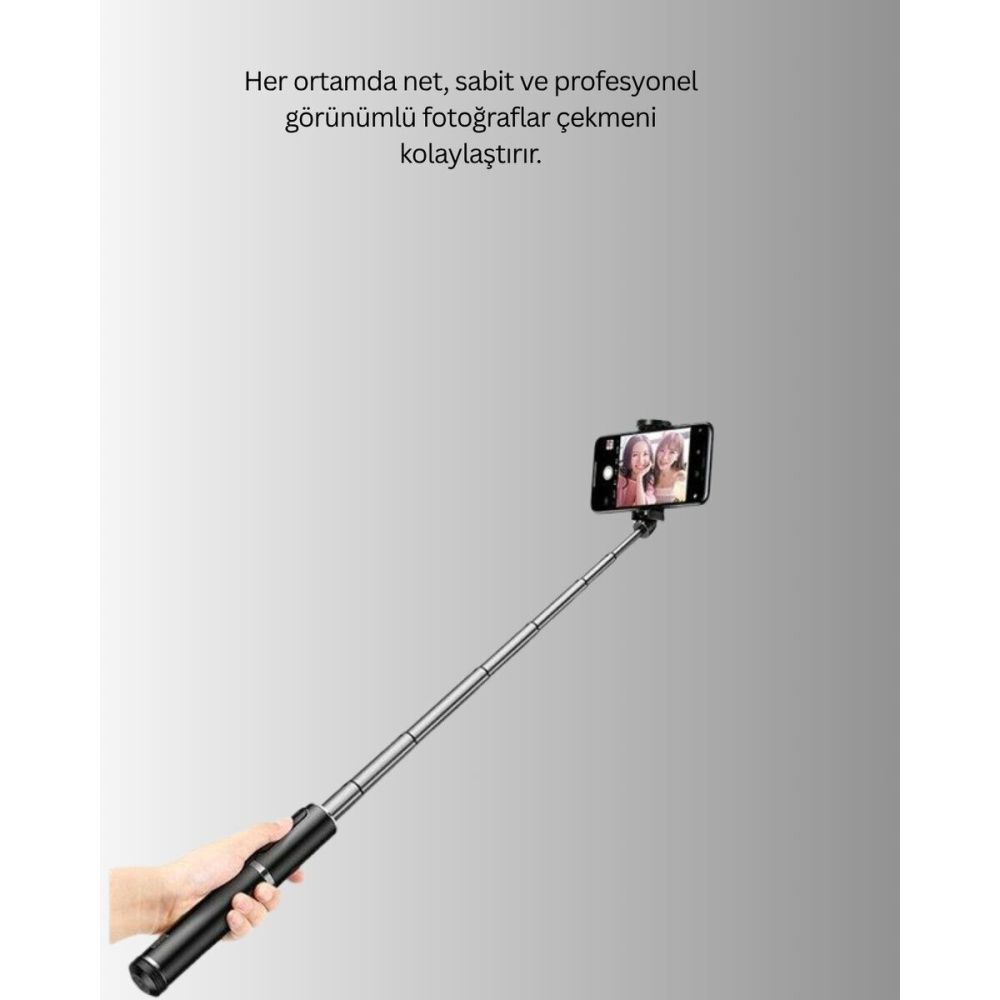Bluetooth Işıklı Uzaktan Kumandalı Selfie Çubuğu – 130 cm Yükseklik