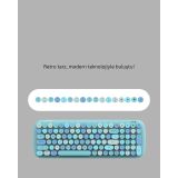 Kablosuz Retro Klavye ve Mouse Seti – 104 Tuşlu Sessiz Yazım