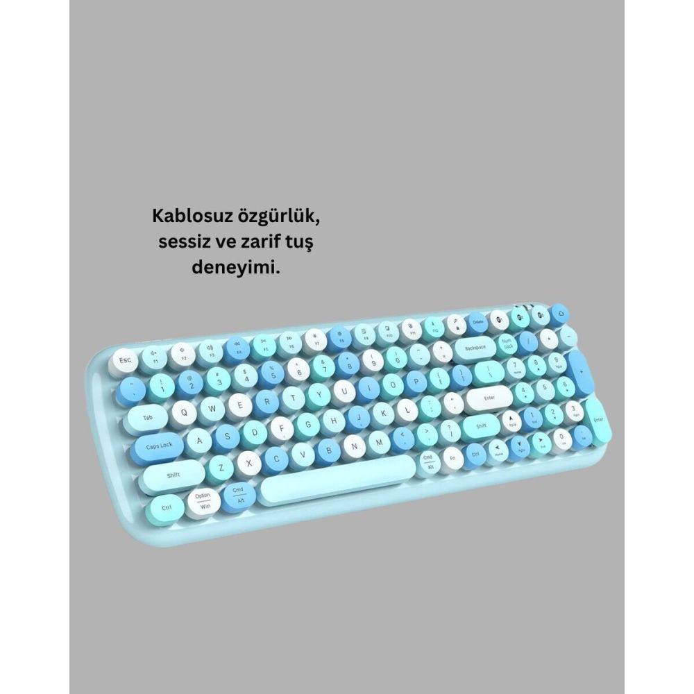 Kablosuz Klavye ve Mouse Seti – Sessiz Tuş Retro Tasarım
