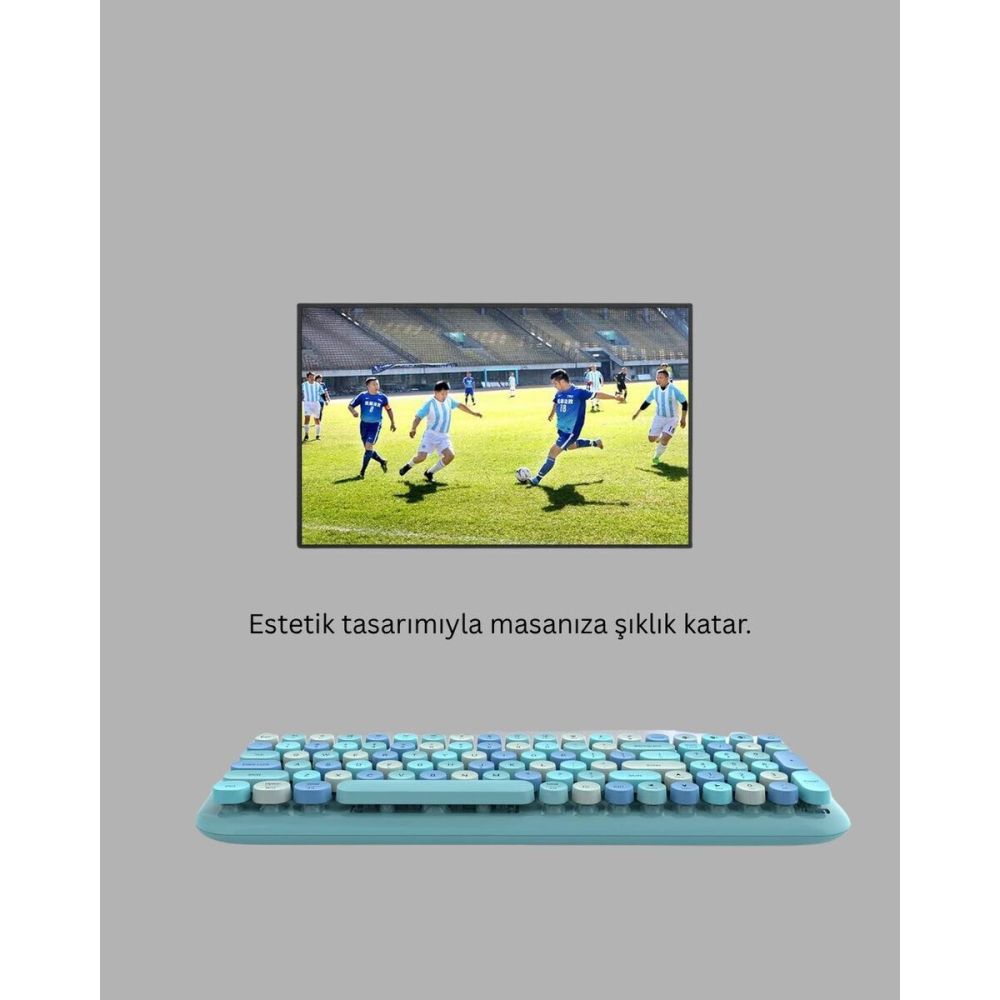 Retro Tarz Kablosuz Klavye Mouse Seti – 104 Tuşlu Ergonomik Tasarım