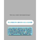 Kablosuz Retro Klavye ve Mouse Seti – 104 Tuşlu Sevimli Tasarım