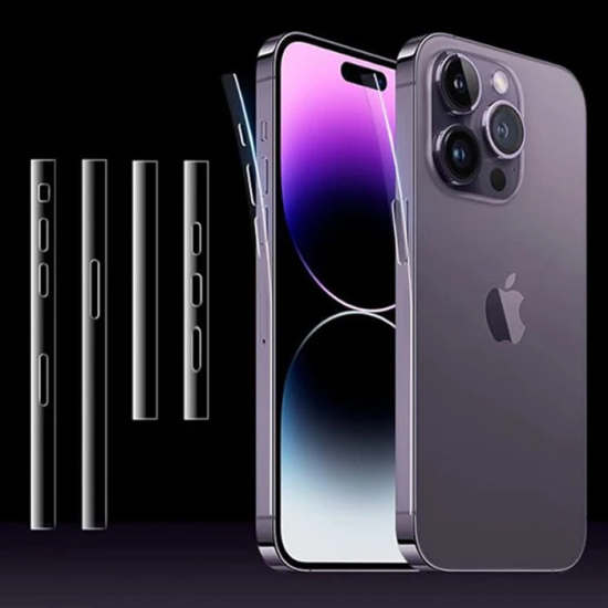 ALLY iPhone 15 Pro Max Hidrojel Hayalet Yan Alt Üst Kaplama Koruyucu F