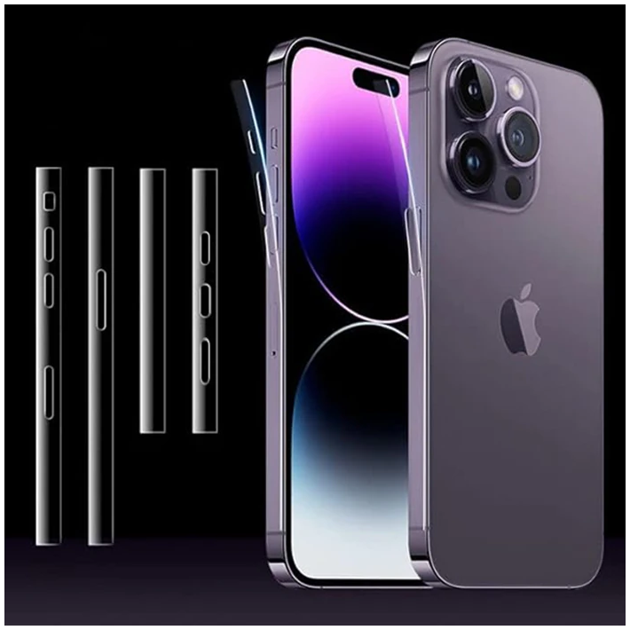 ALLY iPhone 15 Pro Max Hidrojel Hayalet Yan Alt Üst Kaplama Koruyucu F