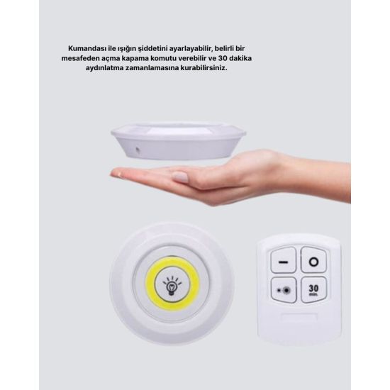 Kablosuz Gün Işığı 3’lü LED Spot Lamba Kumandalı