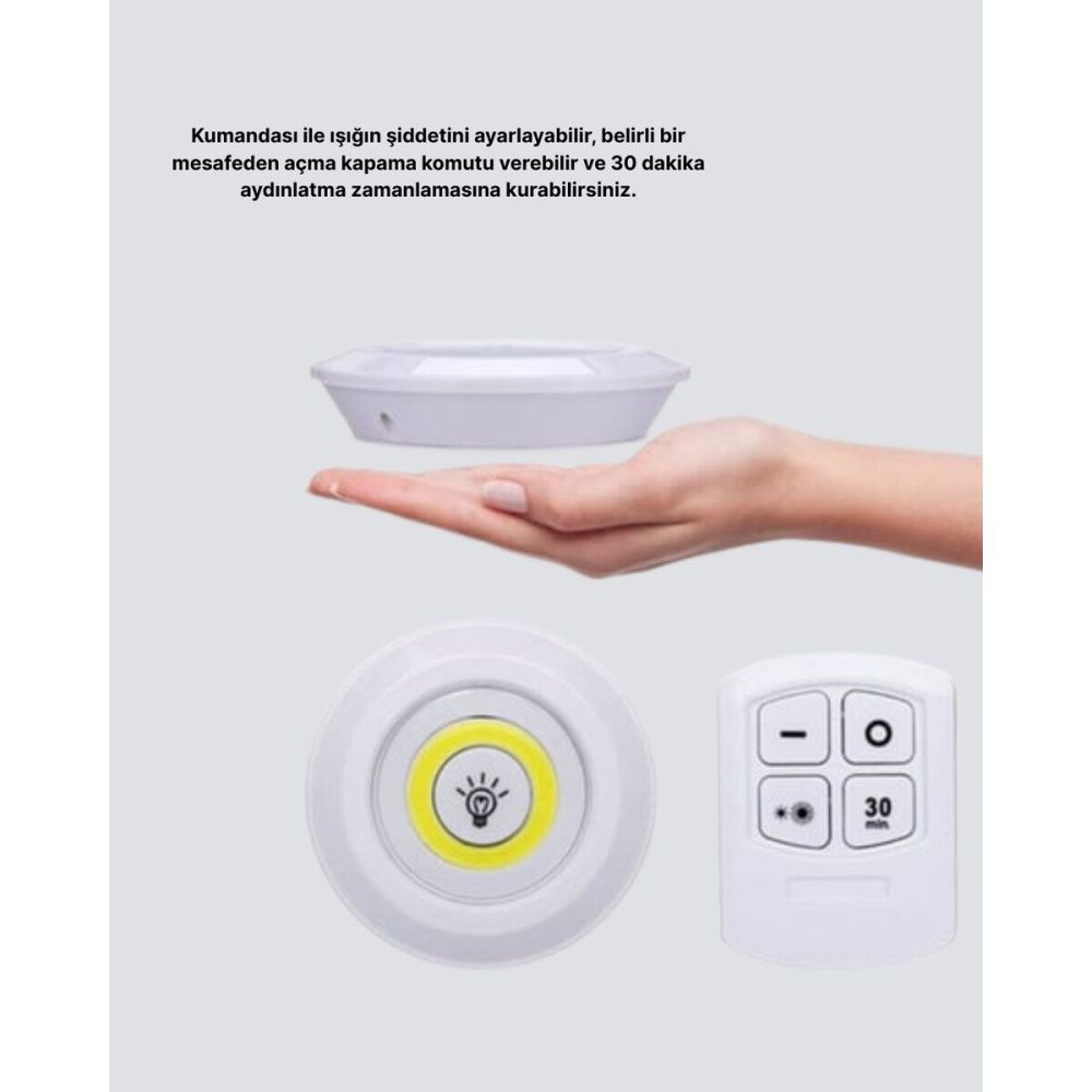 Kablosuz Gün Işığı 3’lü LED Spot Lamba Kumandalı