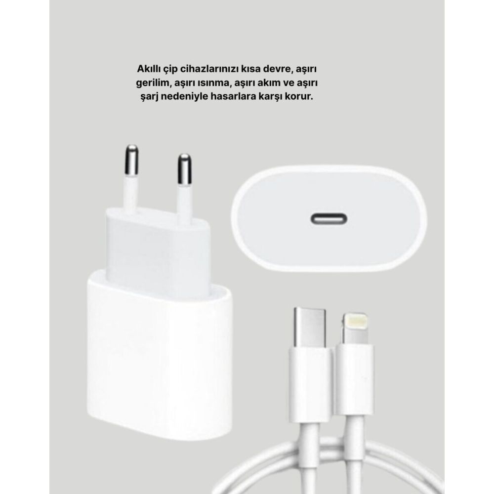 iPhone ve iPad Uyumlu 20W Güvenli USB-C Hızlı Şarj Adaptörü