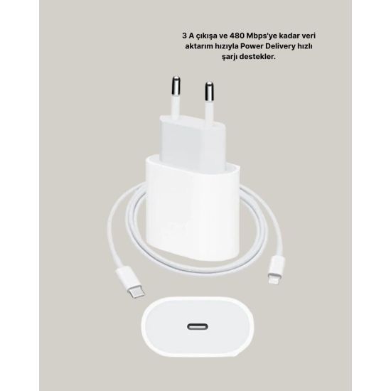 iPhone ve iPad Uyumlu 20W Güvenli USB-C Hızlı Şarj Adaptörü