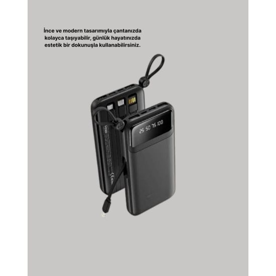 20.000 mAh 4 Çıkışlı LED Göstergeli Hızlı Şarj Powerbank