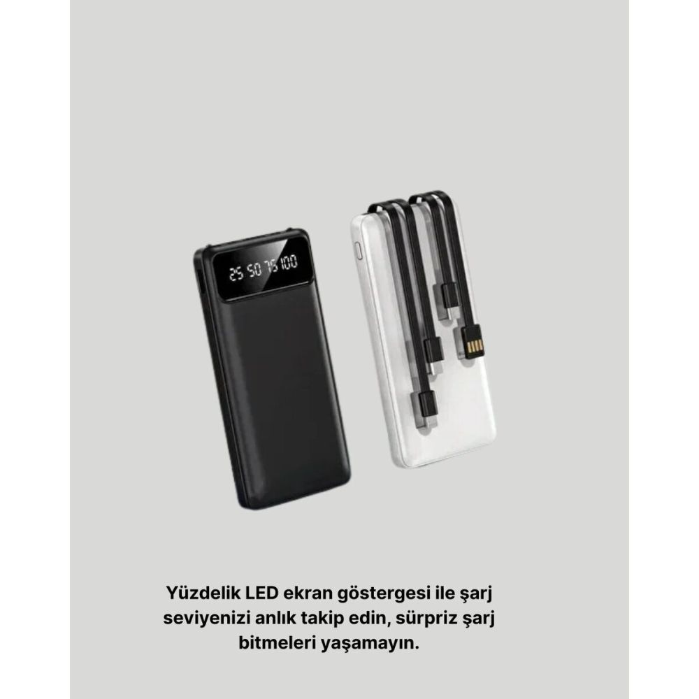 20.000 mAh 4 Çıkışlı LED Göstergeli Hızlı Şarj Powerbank