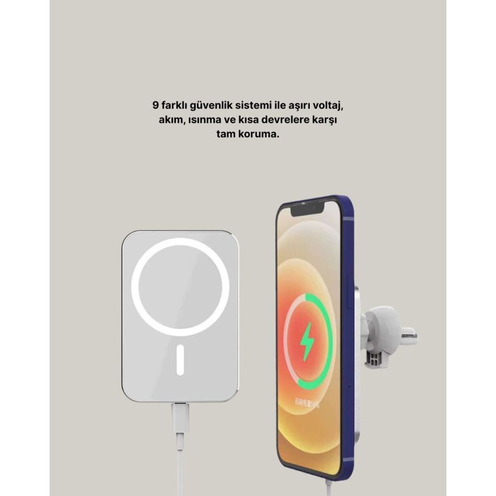 360° Döner Başlıklı MagSafe Araç Telefon Tutucu 15W Güvenli Kablosuz Ş