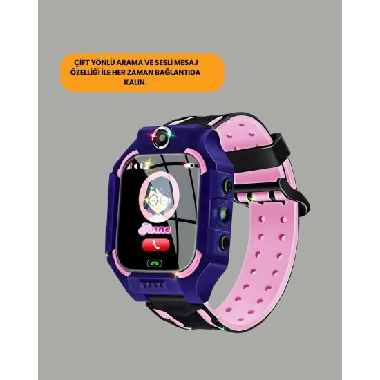 S10 Akıllı Çocuk Saati Siyah Model Çift Yönlü Konuşma ve SOS