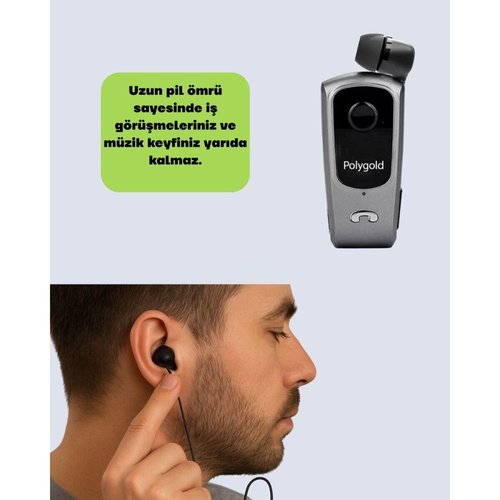 Klipsli Tasarımlı Bluetooth Kulaklık Uzun Pil Ömrü