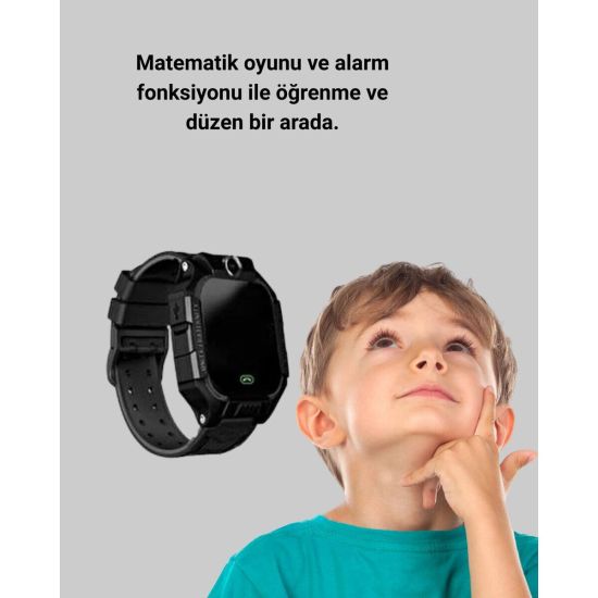 S10 Siyah Akıllı Çocuk Saati Konum Takip ve Güvenlik Özellikli