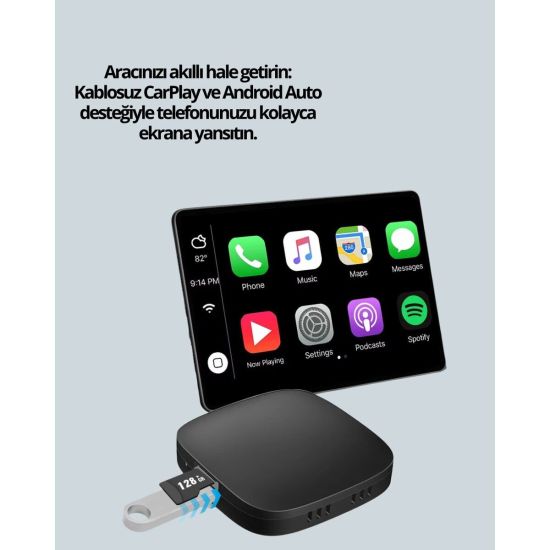 5.8GHz WiFi Destekli Kablosuz Android Auto Dönüştürücü
