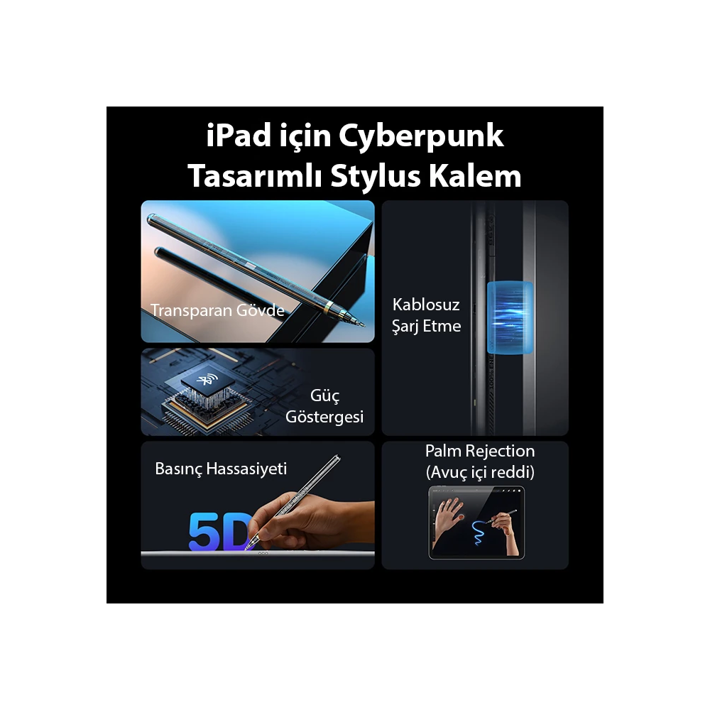 Dux Ducis SP-04 Manyetik Şarjlı Stylus Pen iPad Tablet Dokunmatik Kale
