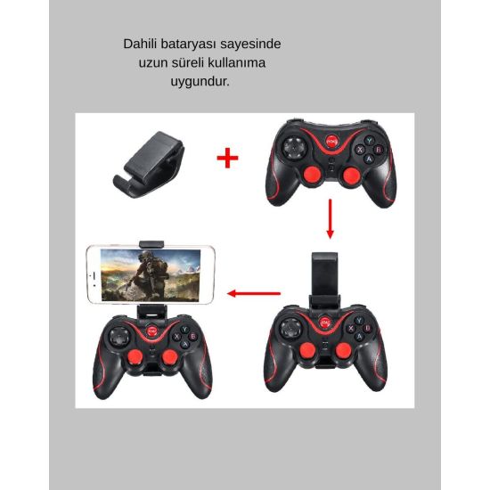 Çift Analog Joystick ve 14 Tuşlu Bluetooth Oyun Kumandası