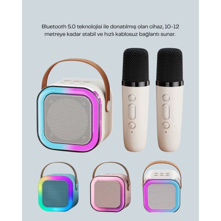 Taşınabilir Bluetooth Karaoke Hoparlör – 2400 mAh Batarya