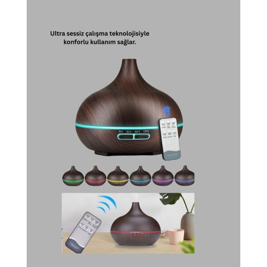 Sessiz Çalışan Aromaterapi Difüzörü – 4 Zaman Ayarlı 7 Renkli Işık Seç