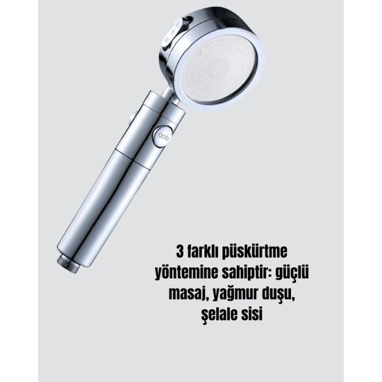 Paslanmaz Çelik Çok Fonksiyonlu El Duş Başlığı – 3 Modlu Püskürtme Seç