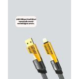 Hızlı Şarj Destekli 65W Örgülü USB-C ve USB-A Çoklu Şarj Kablosu