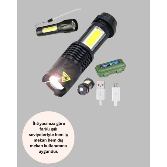 Mini Boy LED El Feneri - 2000 Lümen Su Geçirmez Tasarım