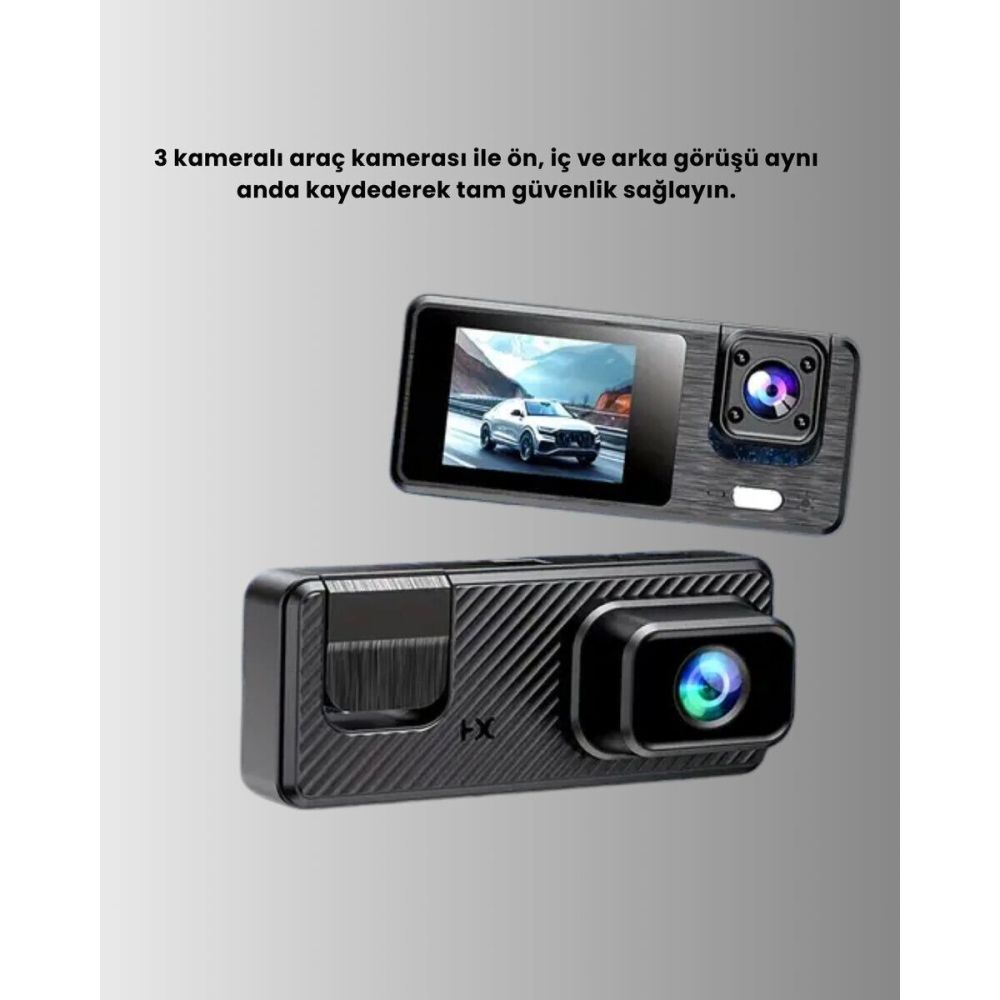 Araç İçi Full Hd Kamera Ön ve Arka Kameralı Ekranlı Araç Kamerası