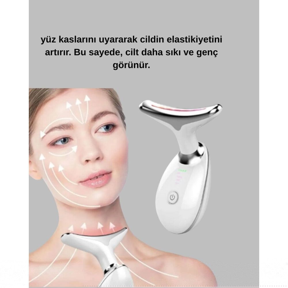 Yüz ve Boyun Sıkılaştırıcı Cilt Bakım Cihazı | EMS Mikro Akım & Kırışı