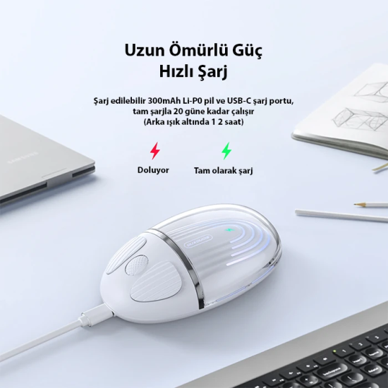 Dux Ducis CM Series Kablosuz Bluetooth 2.4GHz Şeffaf Mouse