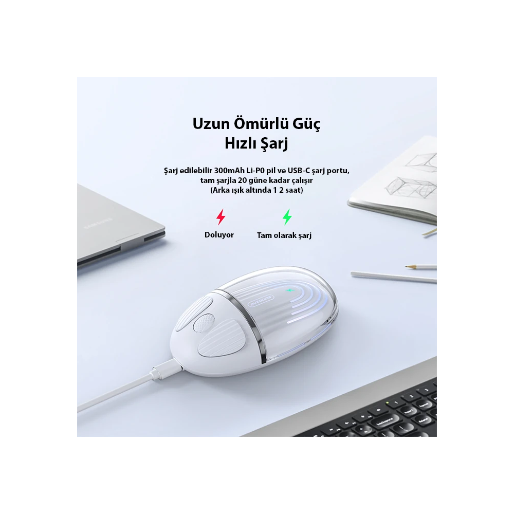 Dux Ducis CM Series Kablosuz Bluetooth 2.4GHz Şeffaf Mouse