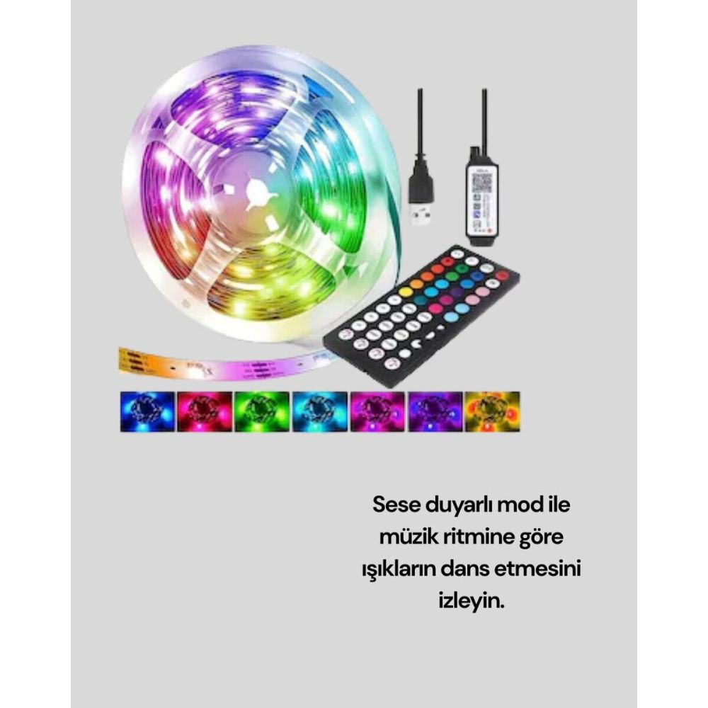 10 Metre Telefon Kontrollü Smart Şerit Led USB RGB Kumandalı