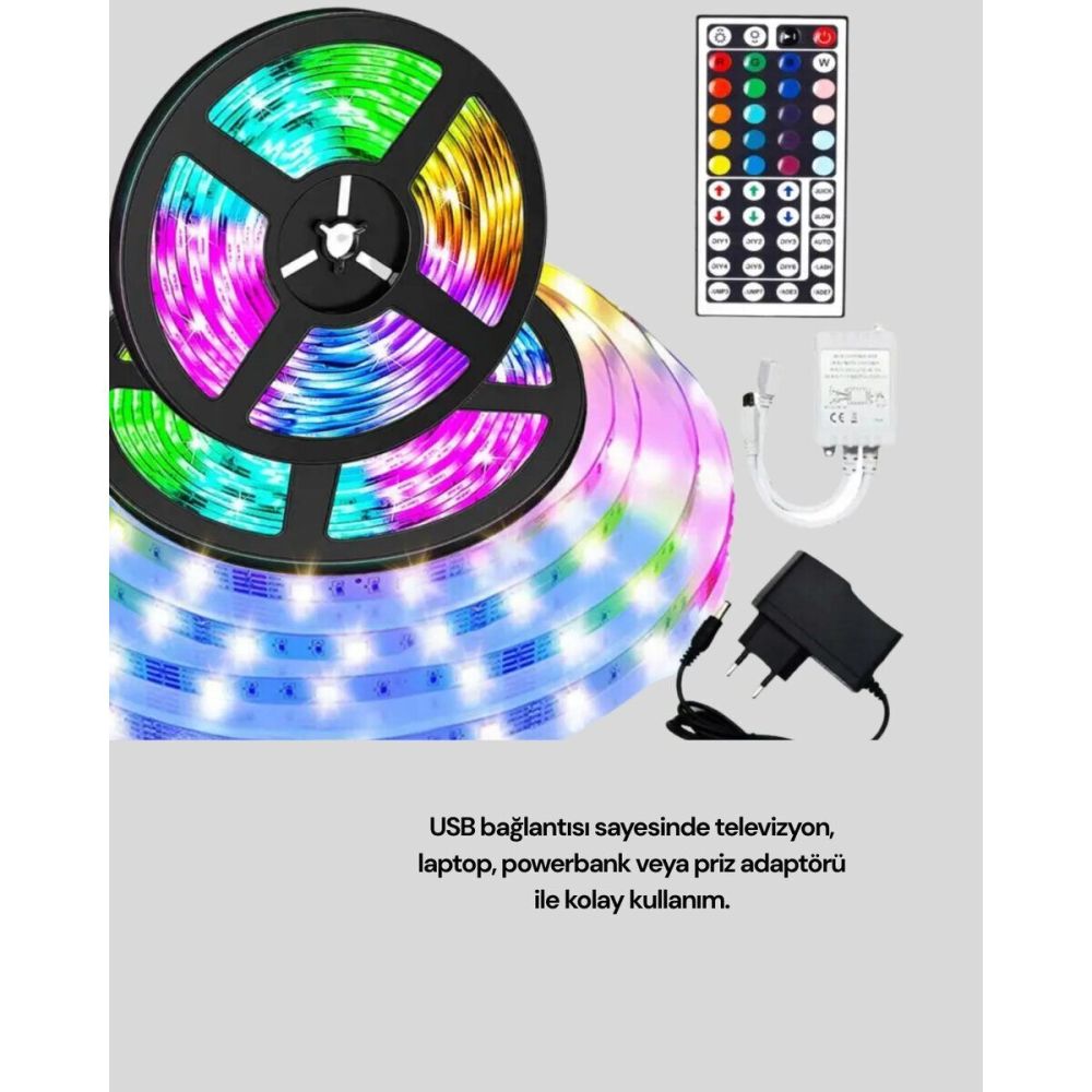 Bluetooth Kontrollü Smart Şerit Led 10M Sese Duyarlı RGB Aydınlatma