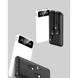 LED Işıklı 20.000mAh Powerbank LCD Gösterge Dahili Çoklu Kablo