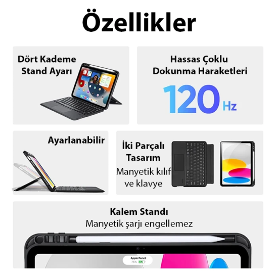 Dux Ducis iPad 10(2022) DK Series Kablosuz Bluetooth Klavye Touchpad K