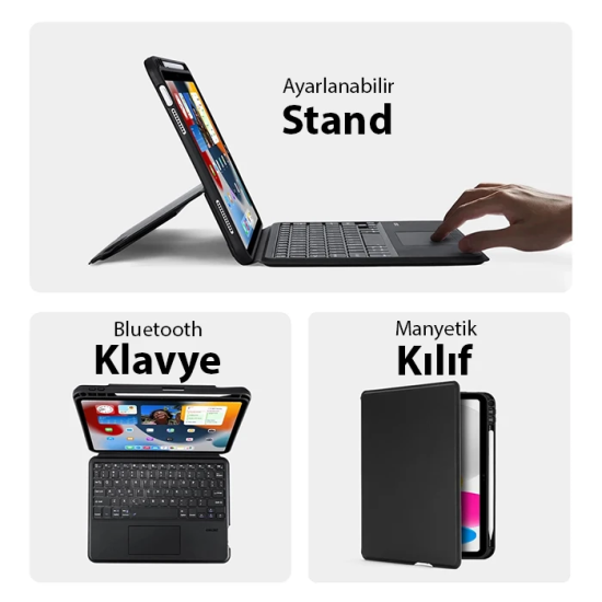 Dux Ducis iPad 10(2022) DK Series Kablosuz Bluetooth Klavye Touchpad K