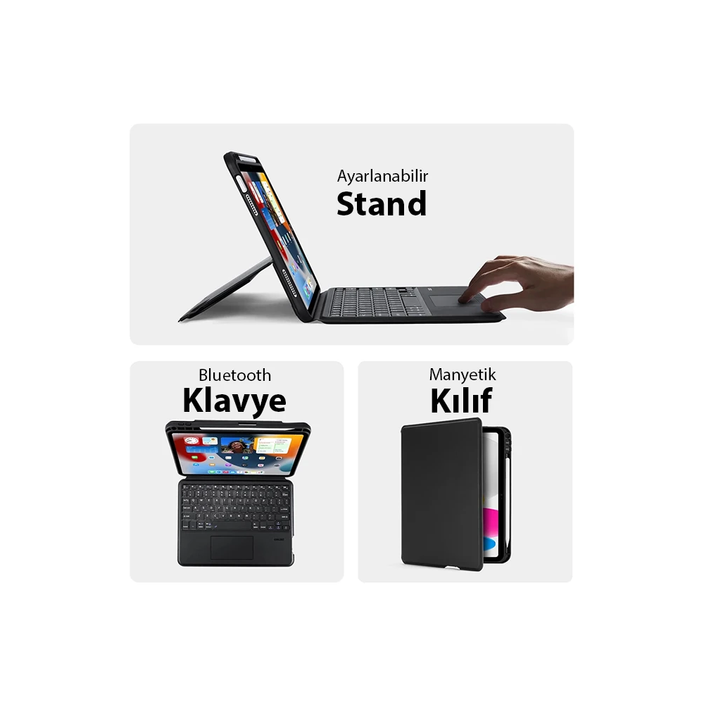 Dux Ducis iPad 10(2022) DK Series Kablosuz Bluetooth Klavye Touchpad K