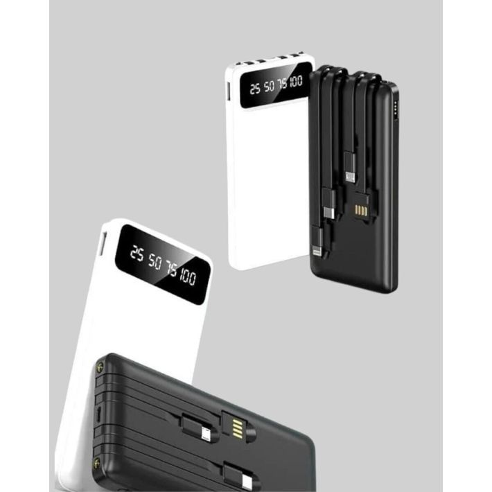 20.000mAh PD Powerbank LED Işık LCD Ekran Dahili Kablo Çoklu Giriş