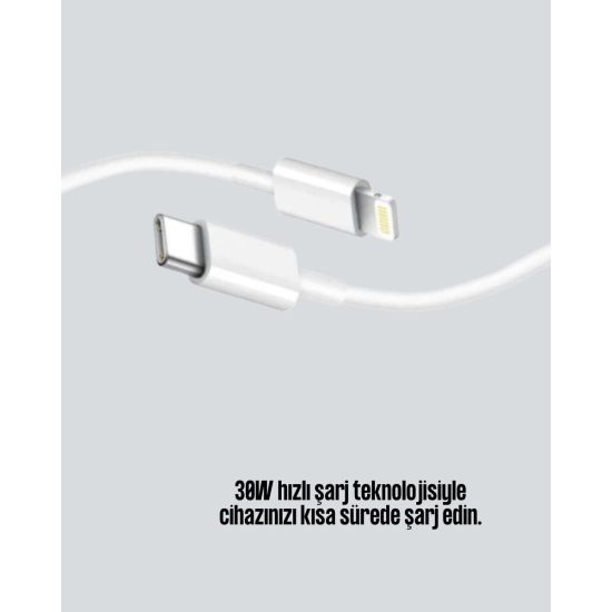 30W Type-C Lightning Hızlı Şarj Kablosu 1.2m iPhone Uyumlu