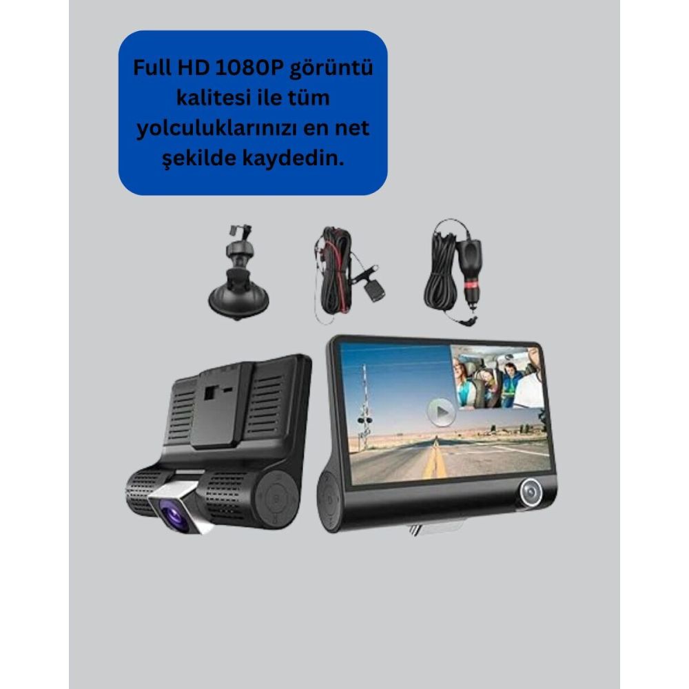 Full HD 1080P 3 Kameralı Araç DVR – Gece Görüşlü ve G-Sensörlü Güvenli